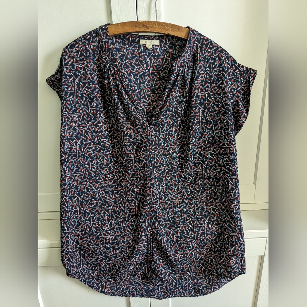 Pleione chiffon split neck top